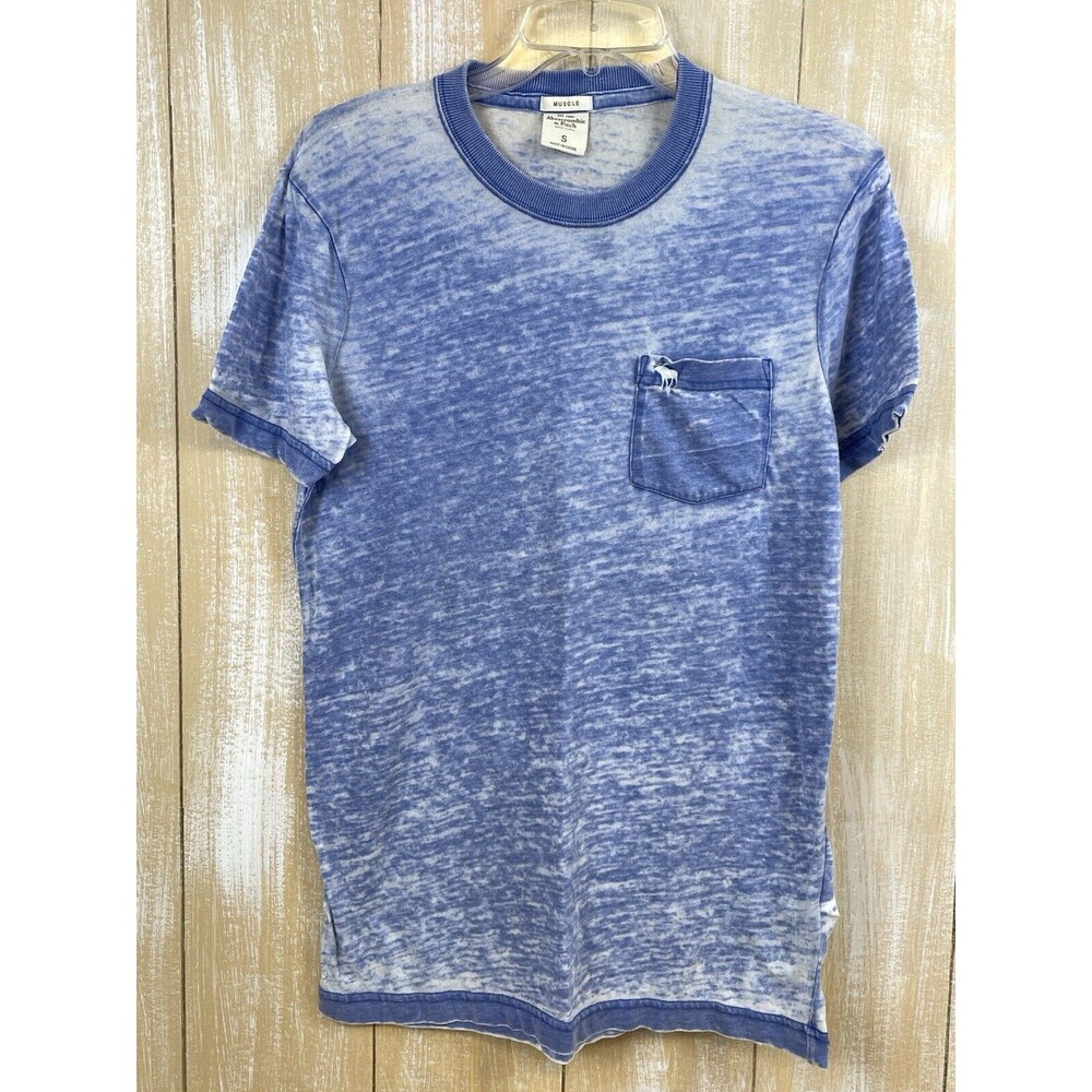 Abercrombie & Fitch Shirt Men's Small Periwinkle Blue Muscle Burnout T-shirt Y2K